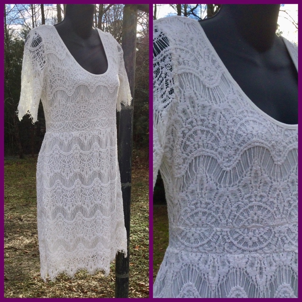 Vtg Crochet Overlay Dress, sz S/M